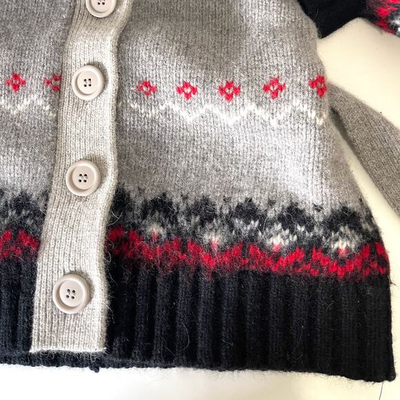 GREATPLAINS Lambswool Angora Fair Isle Snowflakes Cardigan in Multi Size L - Picture 11 of 15